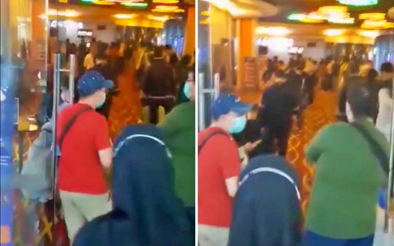 Tangkapan layar dari video viral antrian orang ingin nonton film spider man di Bioskop Magelang