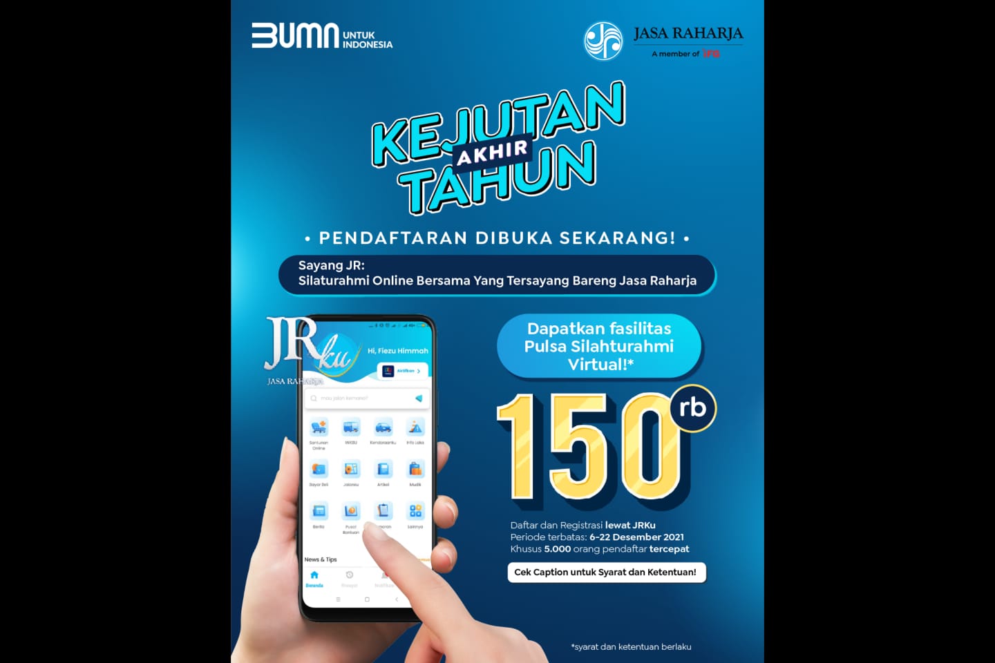 Jasa Raharja Fasilitasi Silaturahmi Online Nataru, Yuk Daftar!