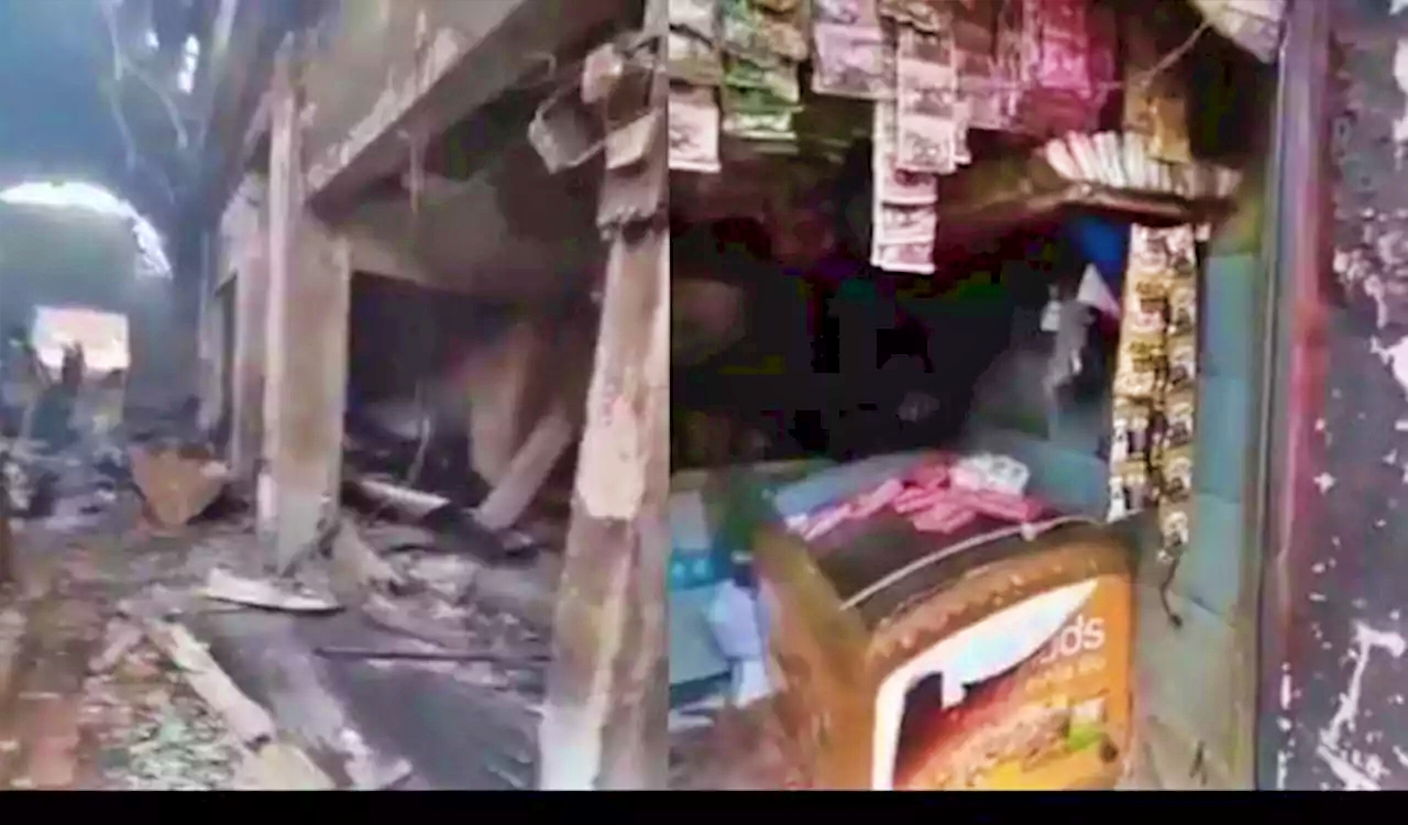 tangkapan layar video sebuah kios di pasar kroya cilacap tidak ikut terbakar