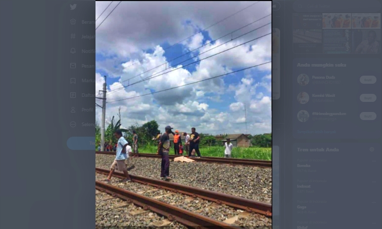 jenazah remaja yang tertabrak kereta api di Jogja