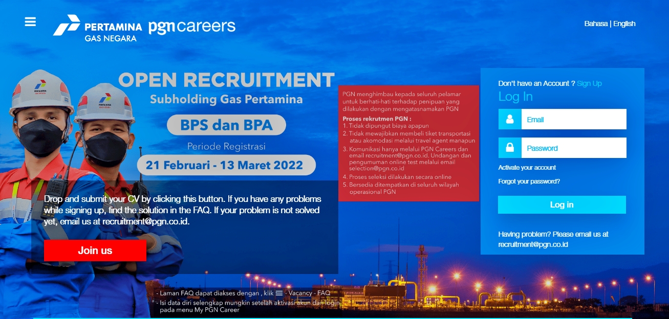 Lowongan Kerja PT Perusahaan Gas Negara tbk (PGN)