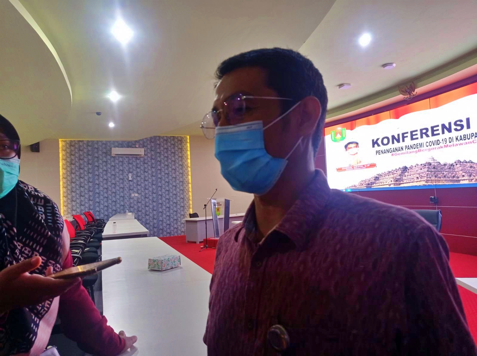 Plt Kepala Dinas Kesehatan Kabupaten Magelang, Sunaryo saat diwawancarai soal santri di pondok pesantren magelang positif covid