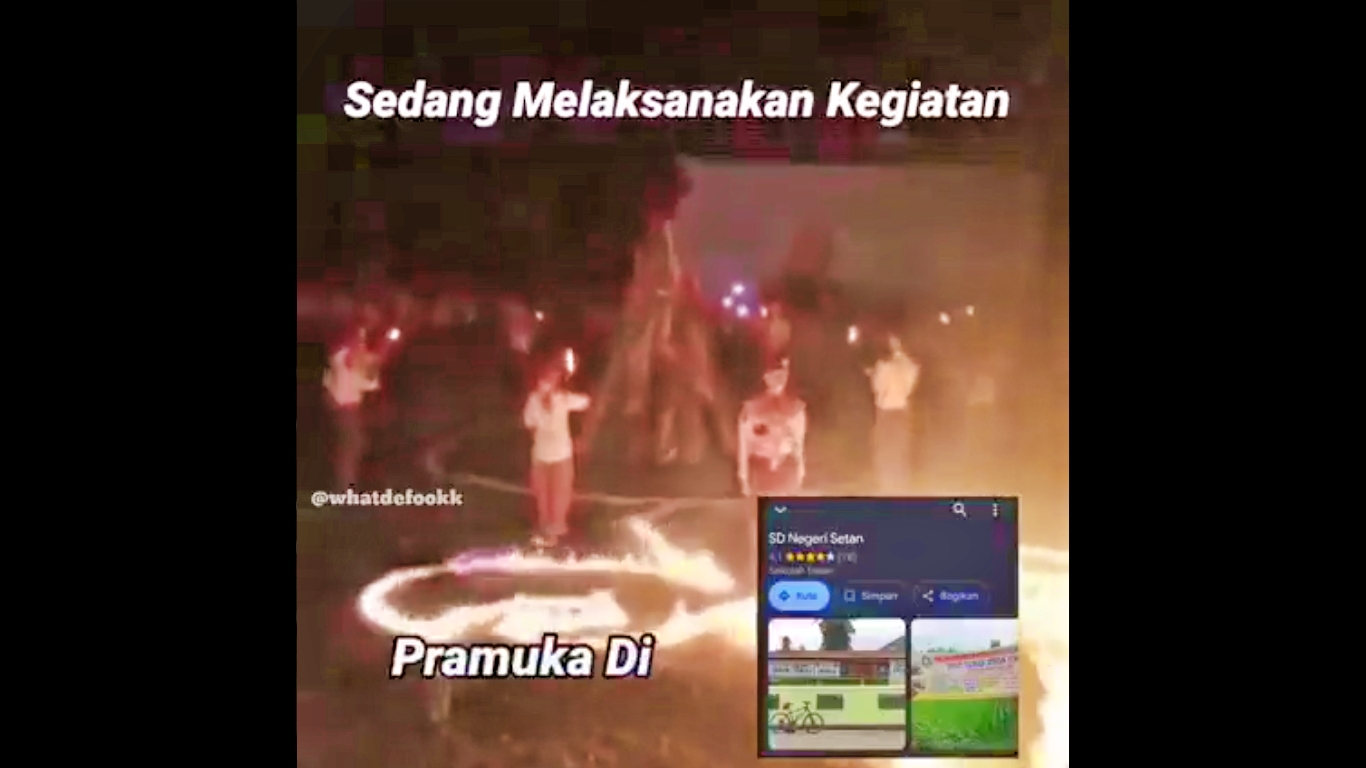 tangkapan video viral api unggun pramuka di SD Negeri Setan