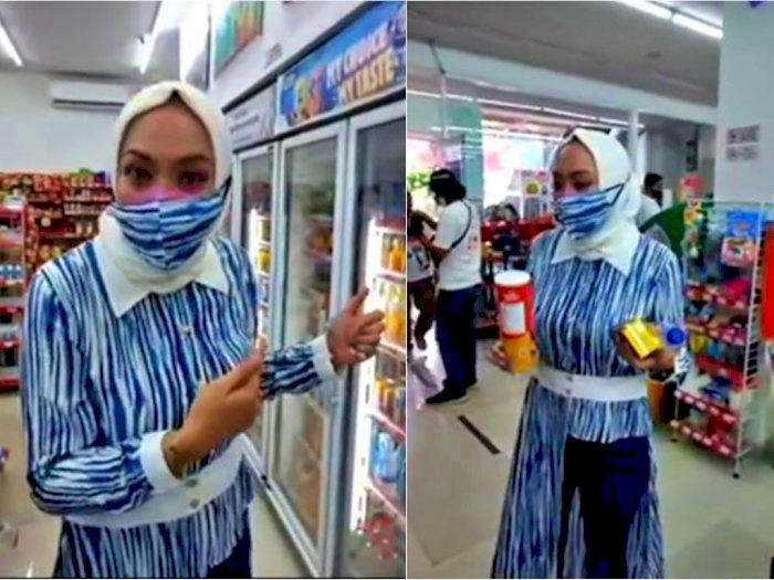 Angelina Sondakh saat berada di minimarket