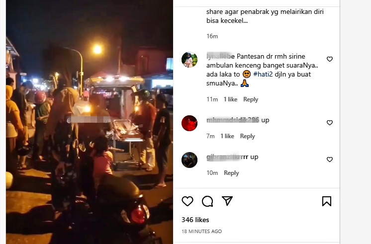 Tangkapan layar video diduga terjadi tabrak lari di Kota Magelang
