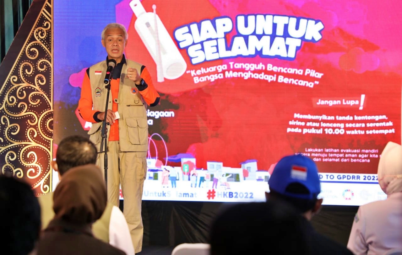 Ganjar saat hadiri peringatan Hari Kesiapsiagaan Bencana tahun 2022