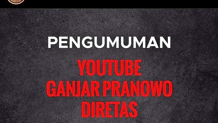 Postingan Ganjar Pranowo karena channel youtube miliknya direntas