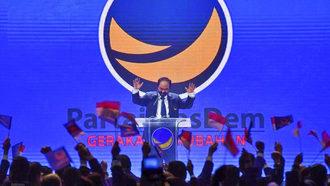 Surya Paloh saat sambutan di depan kader Partai Nasdem