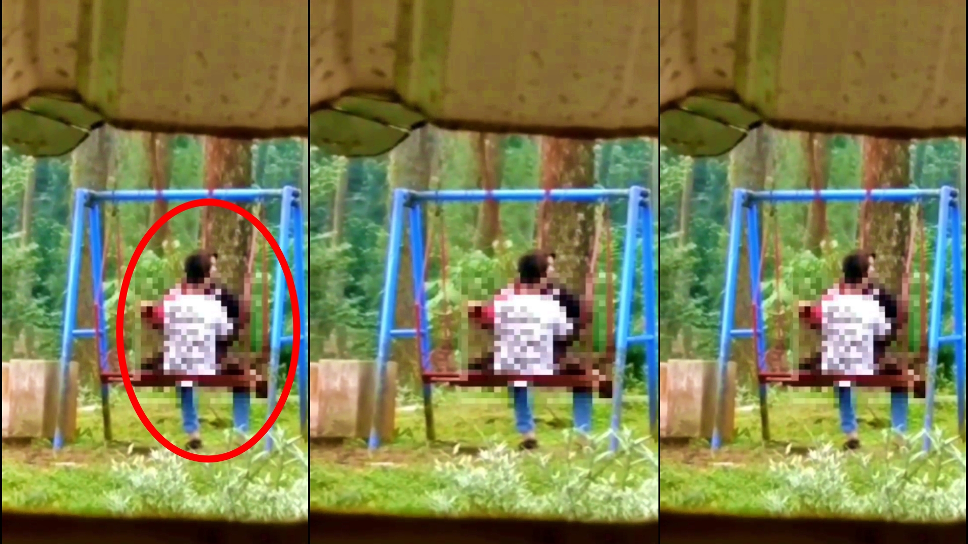 Tangkapan layar video pasangan sejoli terciduk mesum di ayunan sebuah taman