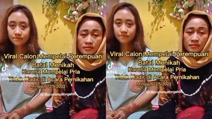 Tankapan layar calon mempelai perempuan bersama ibu yang mana pernikahan batal karena calon mempelai pria kabur