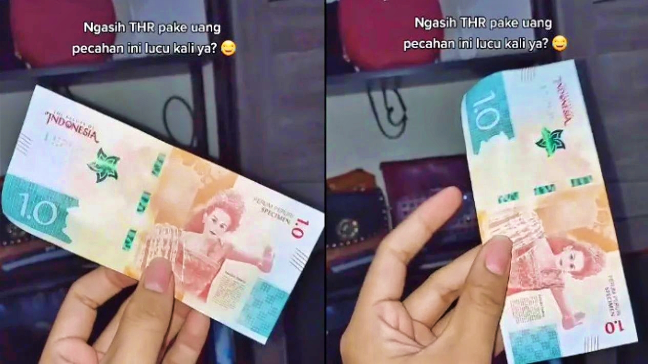 tangkapan layar video viral beredarnya uang pecahan Rp 1 juta