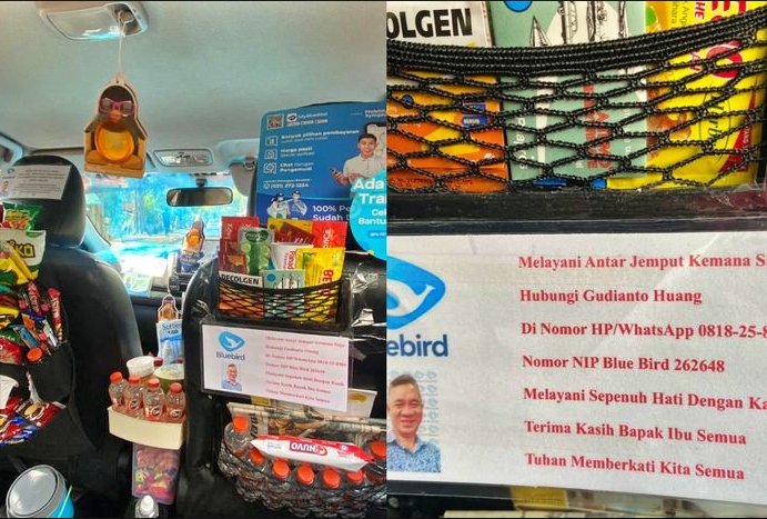 viral sopir taksi ubah dalamnya bak warung klontong