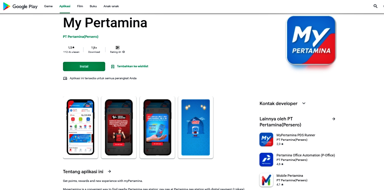 Aplikasi Mypertamina turu rating