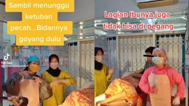 Tangkapan layar nakes atau bidan joget tiktok sambil menunggu pasien melahirkan