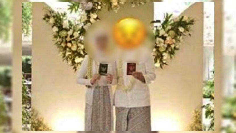 Foto pasangan pernikahan suami istri yang ternyata kisah penyuka jenis