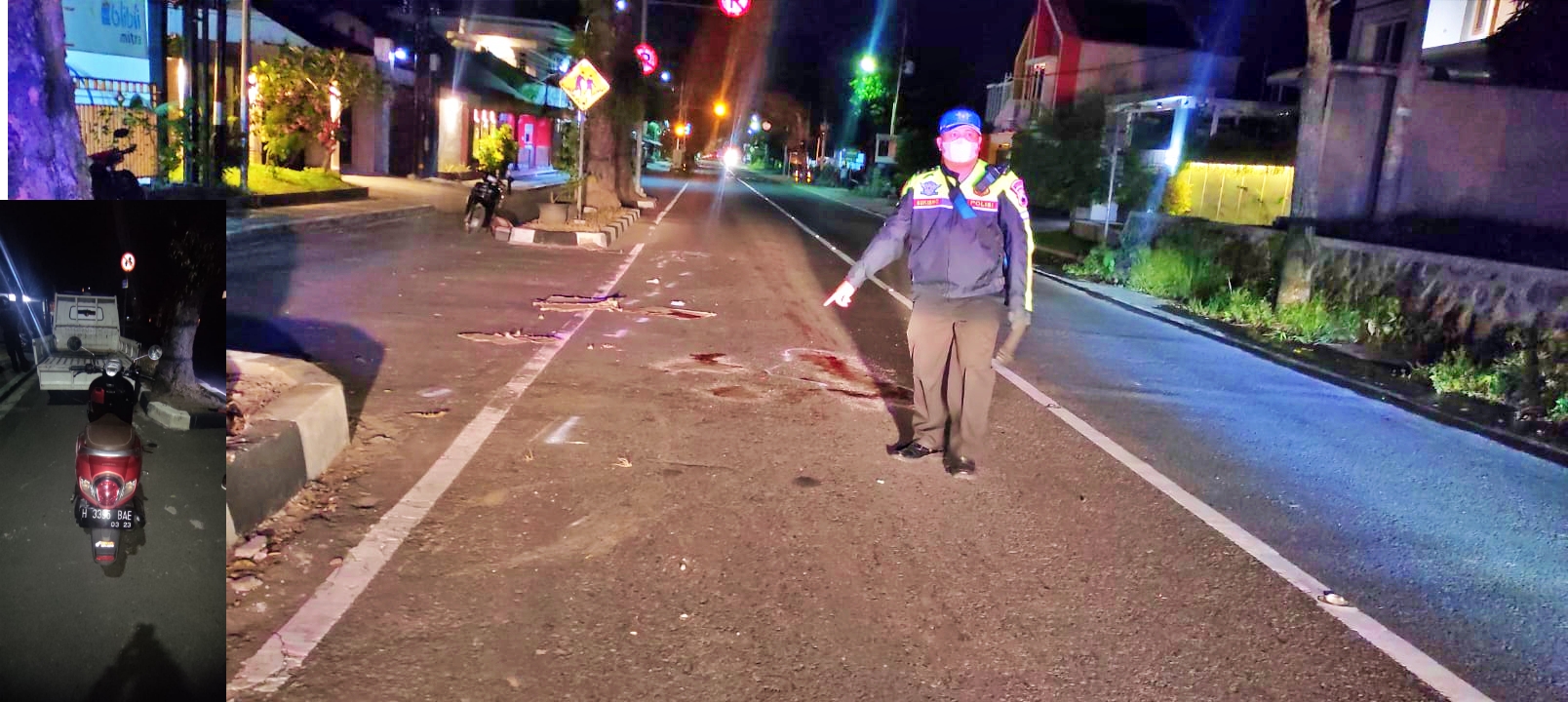 Petugas Satlantas Polres Magelang saat olah TKP Kecelakaan di Mungkid sebabkan dua orang meninggal dunia