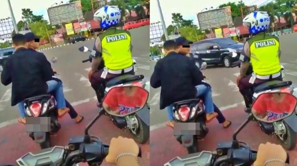 ilustrasi pengendara sepeda motor lakukan pelanggaran lalu lintas karena tidak mengenakan helm