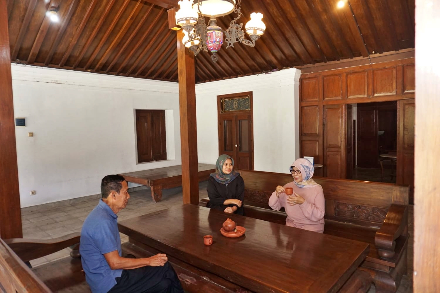 Loby Penginapan bernama Guest House nDalem Tentrem di Mendut Magelang