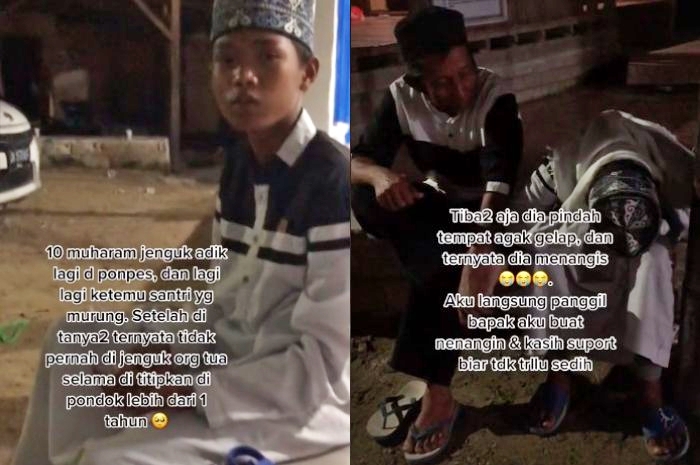 Tangkapan layar video kisah pilu seorang santri di pondok pesantren tak pernah dijenguk orang tua