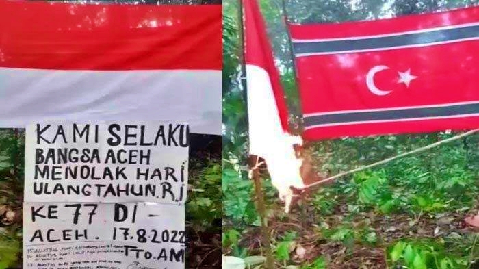 Tangkapan layar video pembakaran bendera merah putih dan tersisa bendera bulan bintang
