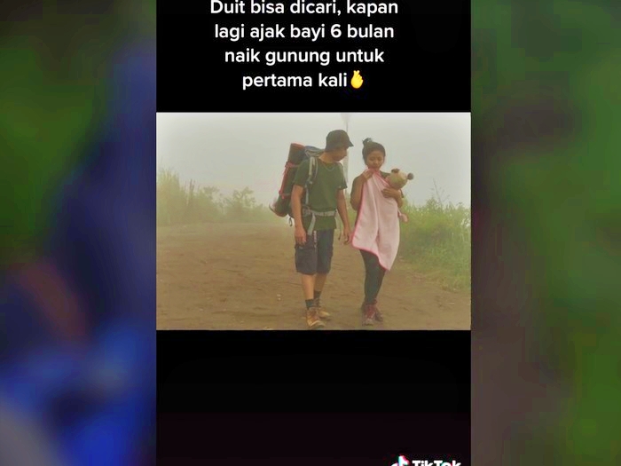 Tangkapan layar video pendaki wanita asal magelang ajak bayi 6 bulan naik gunung