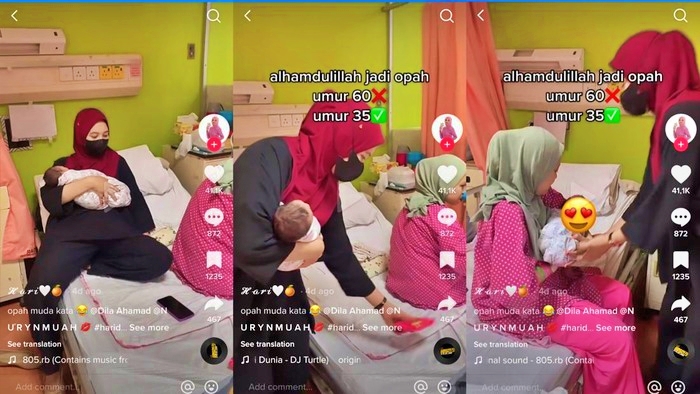 Tangkapan layar video viral kisah wanita 35 tahun punya cucu dan jadi nenek muda