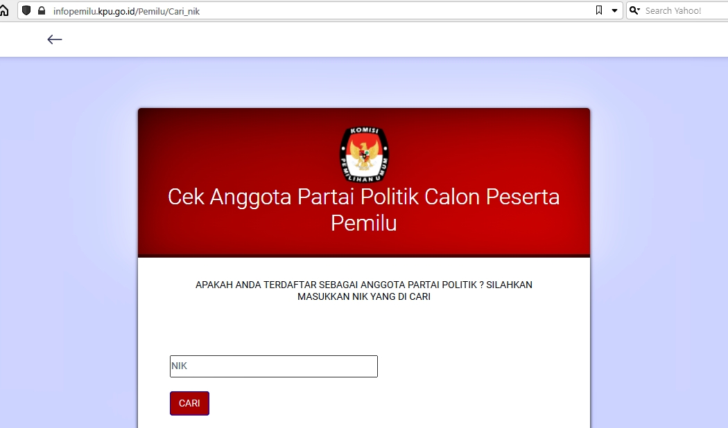 cek nama anda anggota partai politik atau tidak