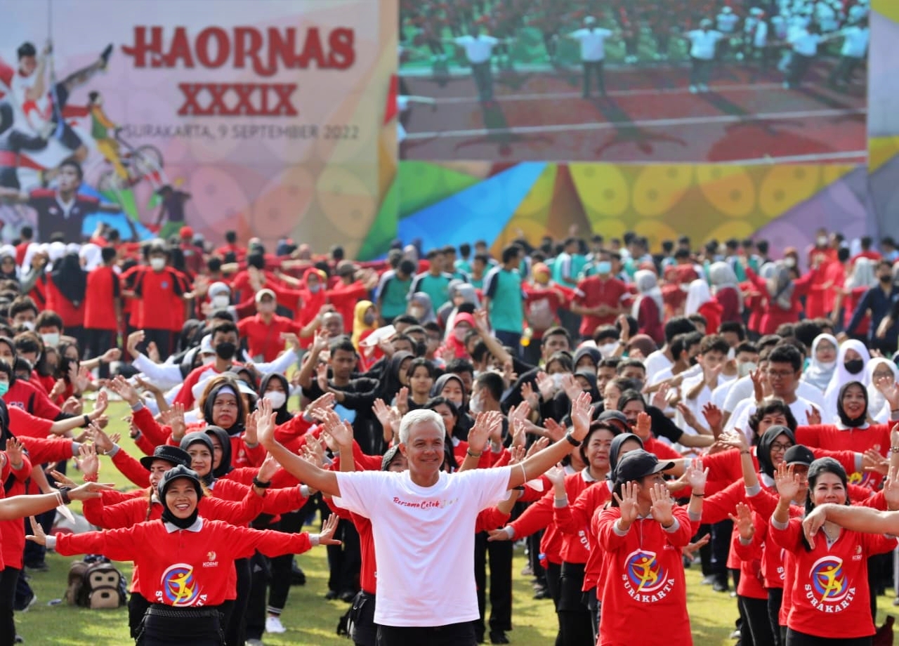 Ganjar saat senam bersama peringati Haornas ke 39