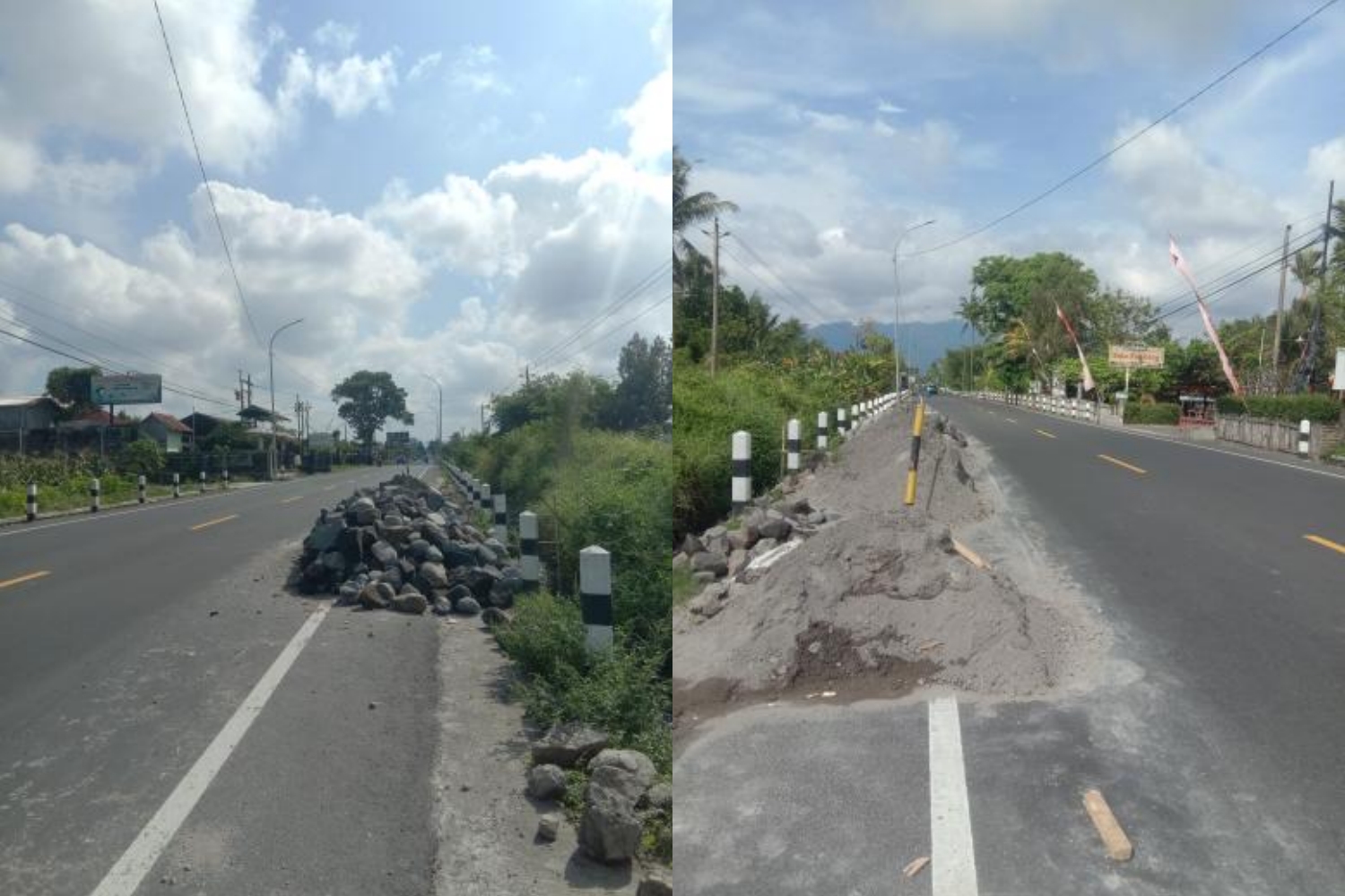 Tumpukan materian yang ditabrak pesepeda motor di Magelang dan terjadi kecelakaan