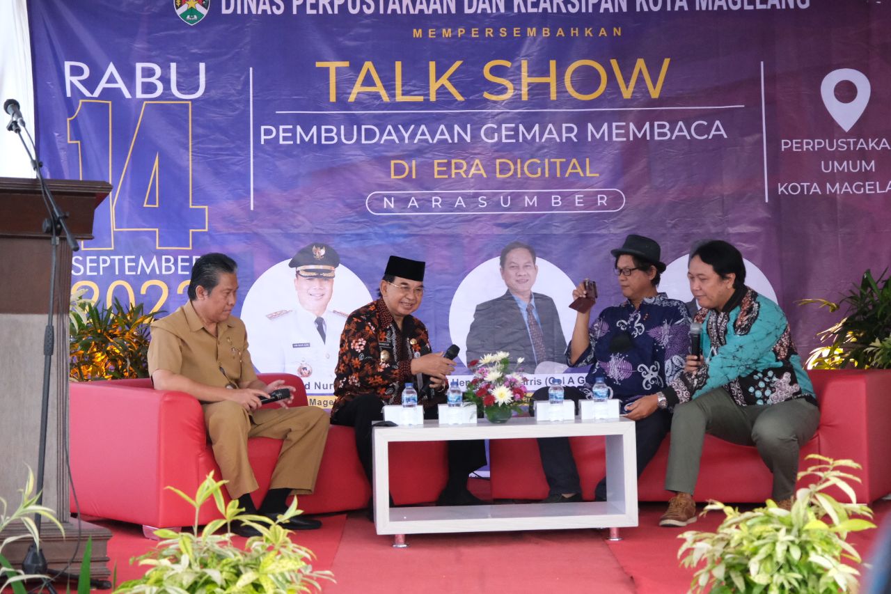 Hadirkan Gol A Gong, Perpustakaan Kota Magelang Gelar Talkshow “Pembudayaan Gemar Membaca di Era Digital”