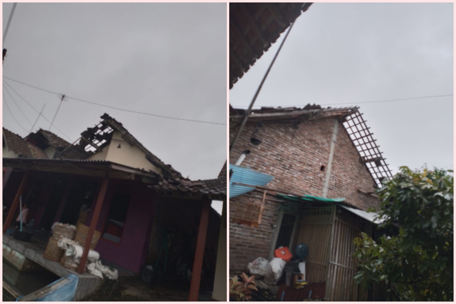 Rumah rumah warga di lereng merapi Magelang rusak akibat puting beliung