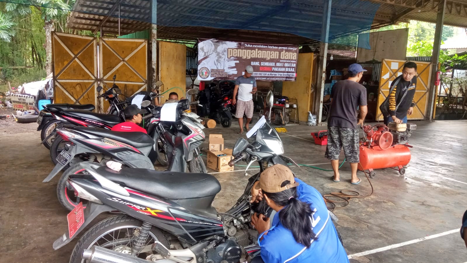 Service Motor sebagai upaya komunitas di Magelang ini penggalangan dana untuk korban gempa cianjur