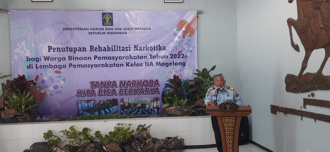 Rehabilitasi Narkotika Bagi WBP di Lapas Kelas IIA Magelang Tahun 2022 Resmi Ditutup oleh Kalapas