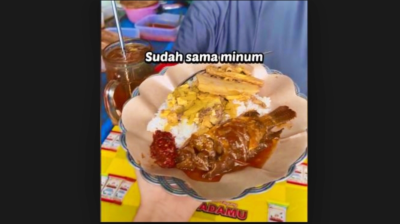 makanan satu porsi Rp 5000 lengkap sama lauk viral