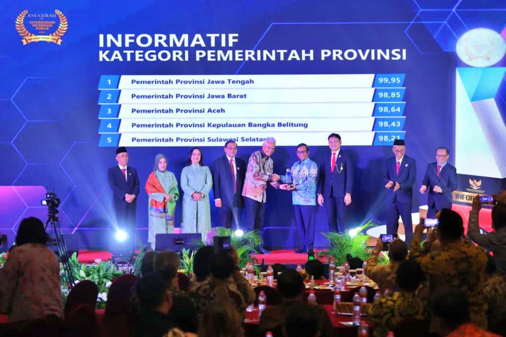 Ganjar terima penghargaan jateng menjadi provinsi terbaik keterbukaan publik