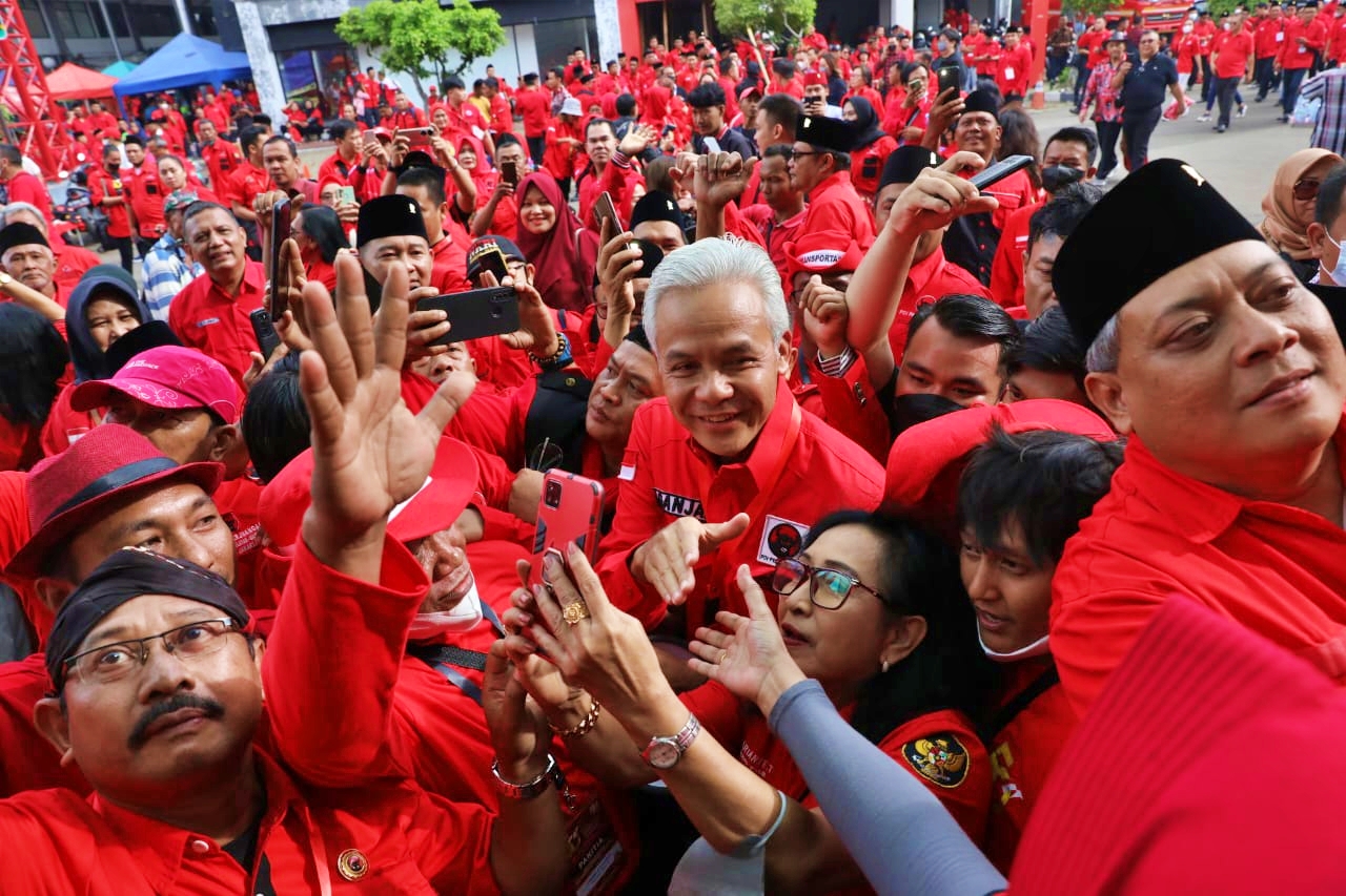 Ganjar Pranowo saat di HUT PDI Perjuangan ke 50 di Jakarta