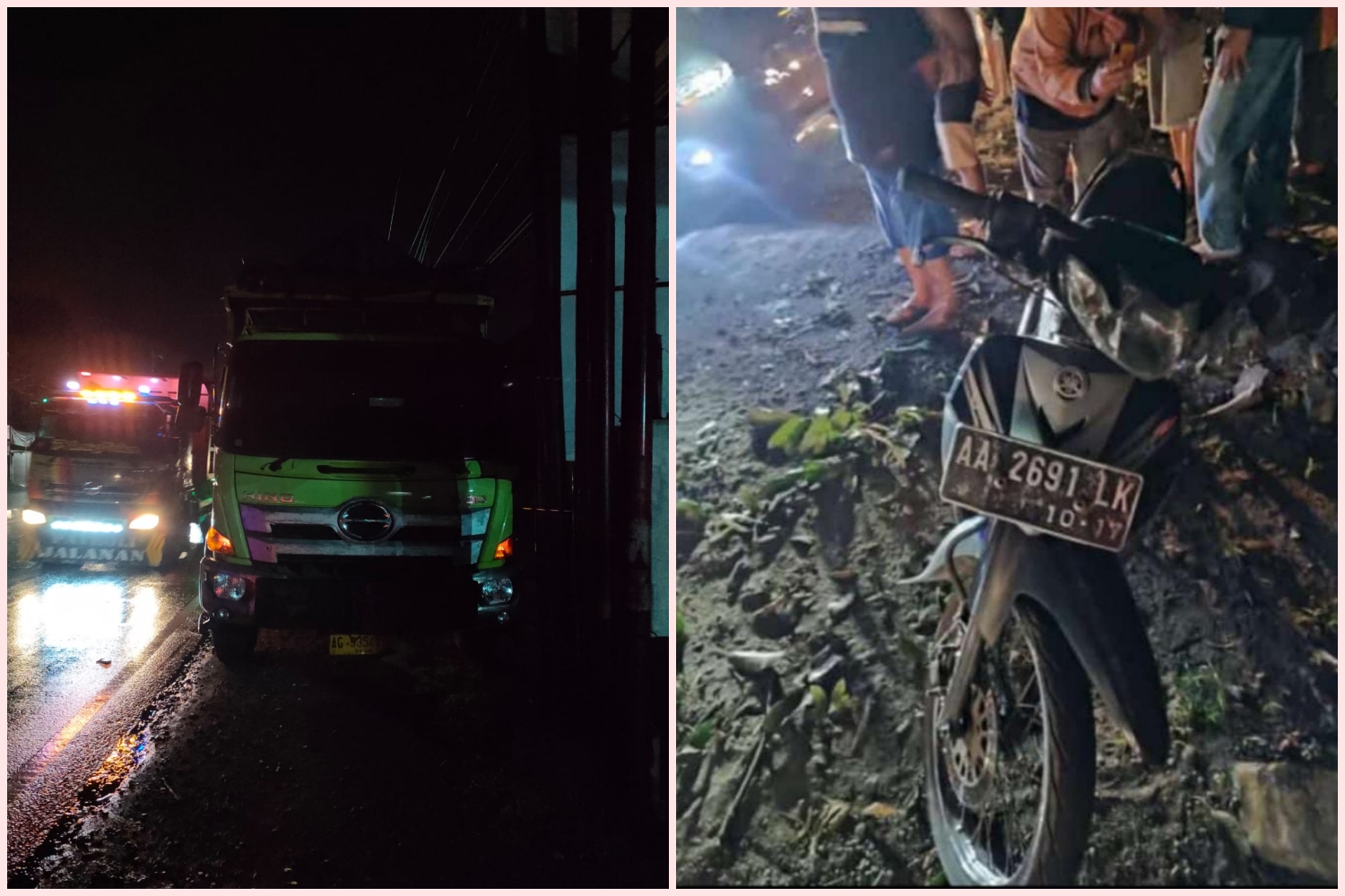 Kecelakaan sepeda motor di Salam masuk kolong truk
