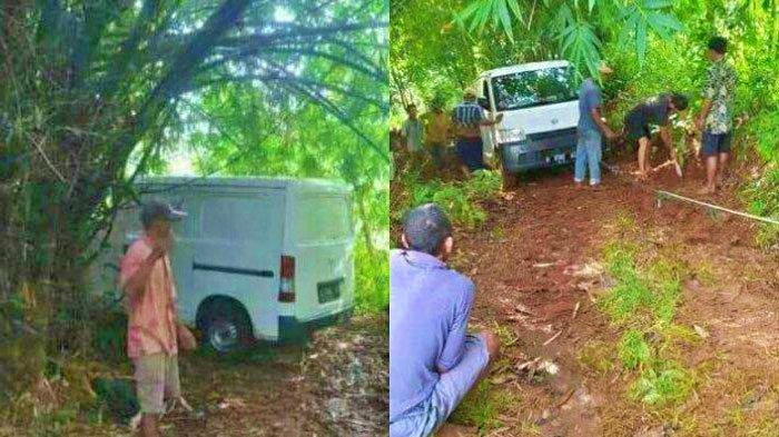 Tangkapan layar video sebuah mobil tersesat di tengah kuburan