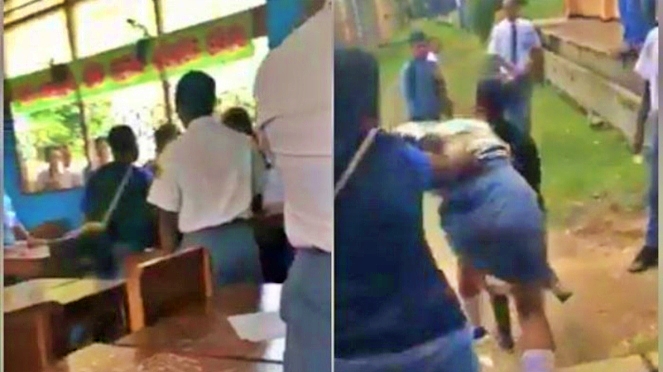 Tangkapan layar video siswi SMA jadi pelakor dilabrak istri sah