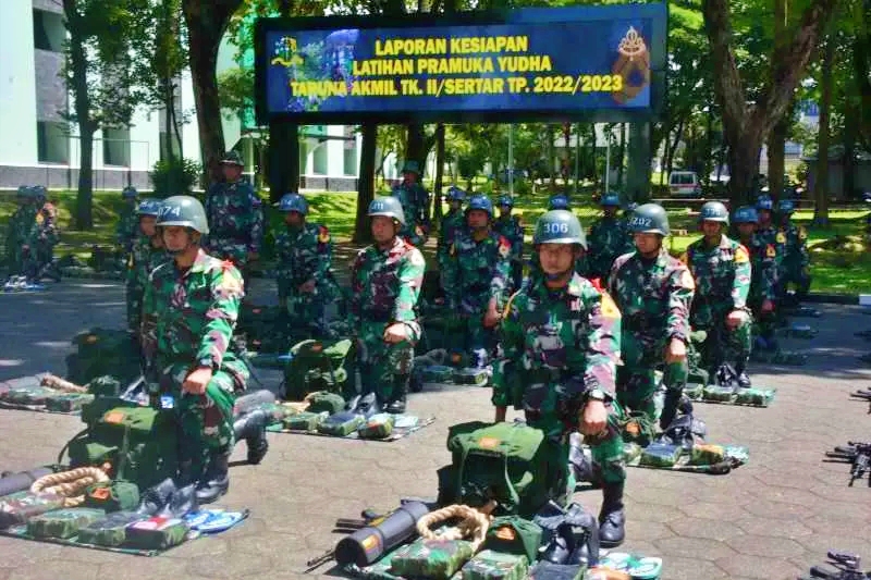 Para taruna mengikuti Laporan Kesiapan Latihan Pramuka Yudha bagi taruna Akmil tingkat II/Sertar TP 2022/2023