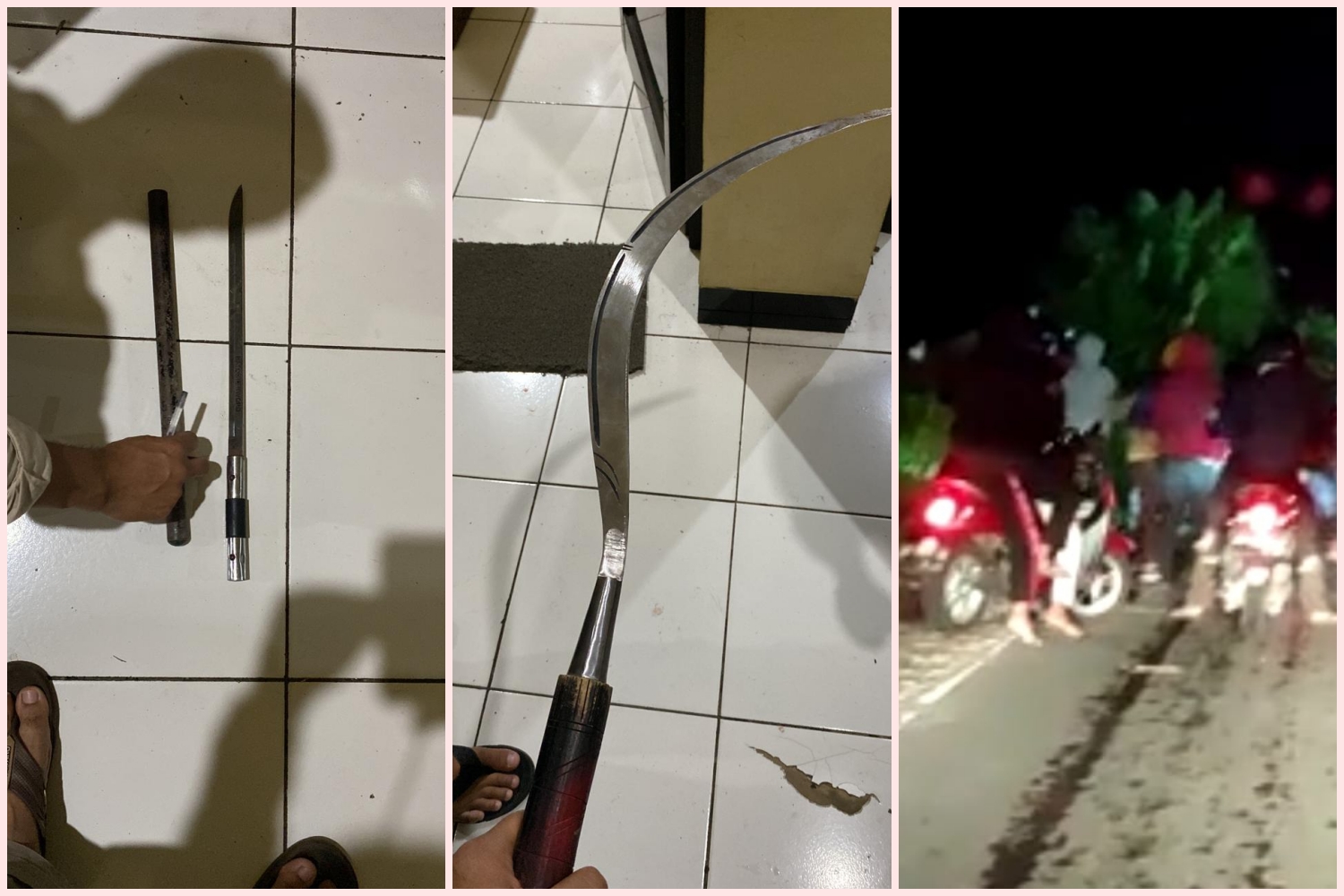 Tawuran Pelajar di Mungkid ada tiga orang diamankan dengan BB senjata tajam