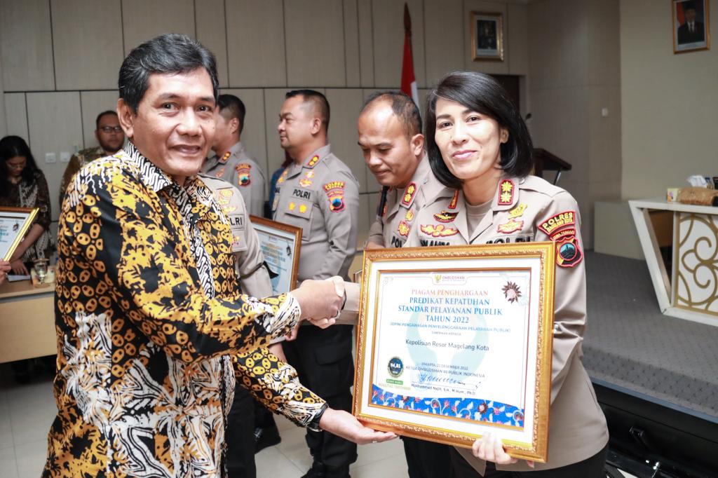 Polres Magelang Kota Raih Predikat Kepatuhan Standar Pelayanan Publik dari Ombudsman RI
