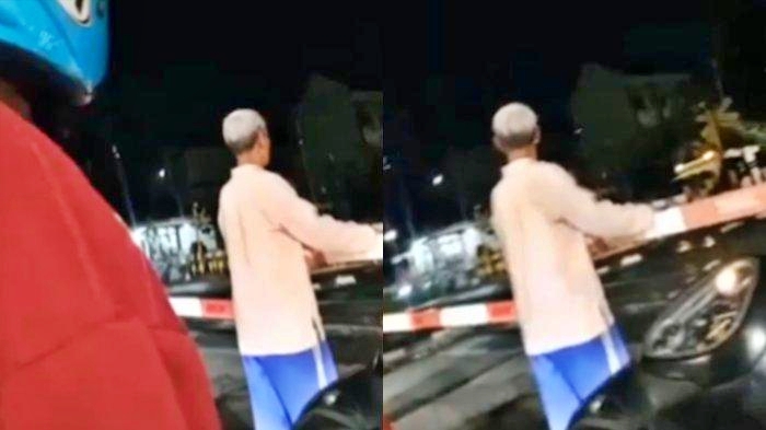 tangkapan layar video kakek menabrakan diri ke kereta api