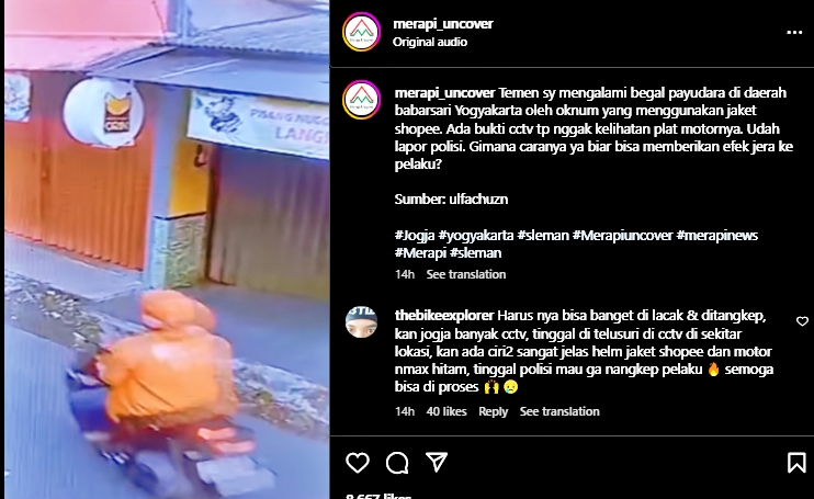 rekaman CCTV detik detik begal payudara di sleman_foto ss merapi_uncover