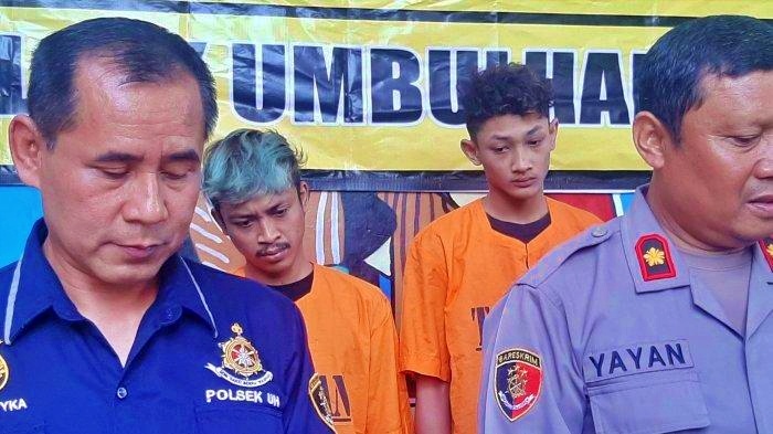 Polisi menampilkan ketua Geng Vascal saat jumpa pers di Mapolsek Umbulharjo