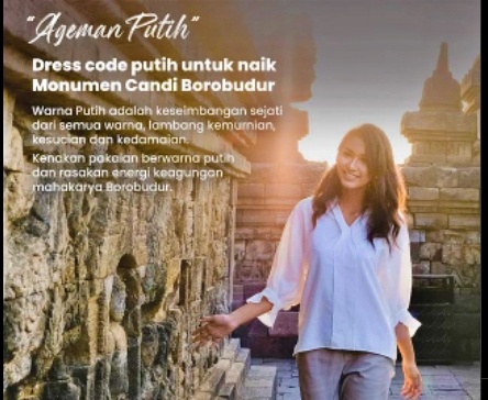 tangkapan postingan borobudurpark soal pakaian putih saat naik candi borobudur magelang