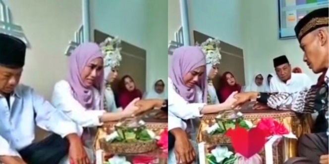 Perempuan menangis ditengah pasangan pengantin viral videonya