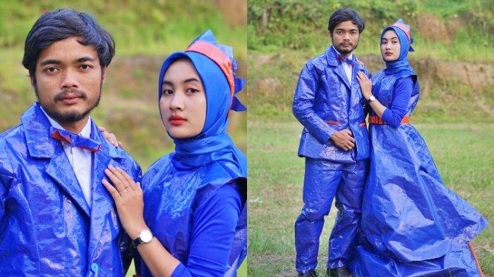 Seorang pria asal Magelang membagikan inspirasi baju prewedding berbahan dasar terpal