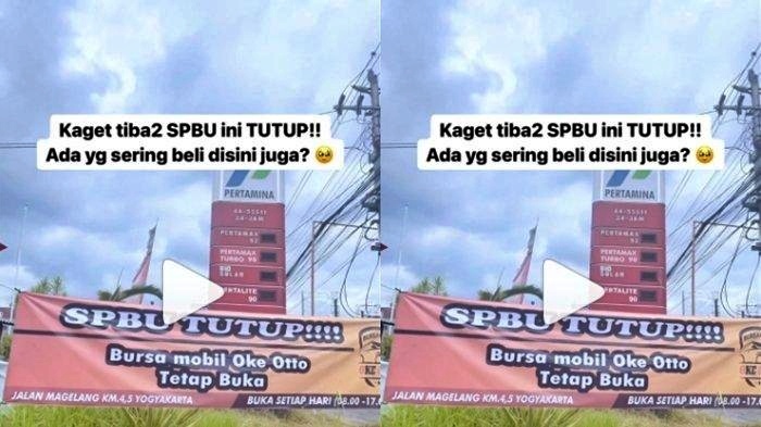 tangkapan layar video sebuah SPBU di jalan Magelang ini tutup