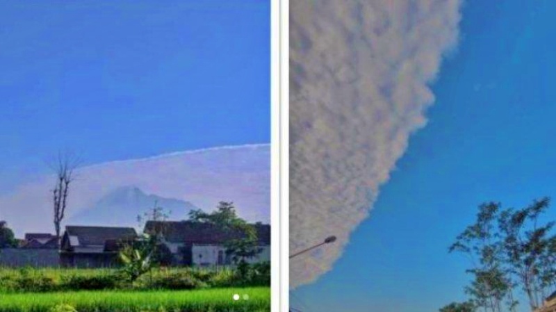 Fenomena Awan Aneh di Langit atas Gunung Merapi Merbabu